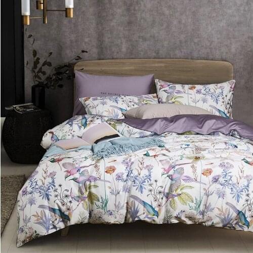 Exquisite American Style Long Staple Cotton Pastoral Flower Bedding Set Duvet Cover Sheet Pillowcase King Queen 4 PCS