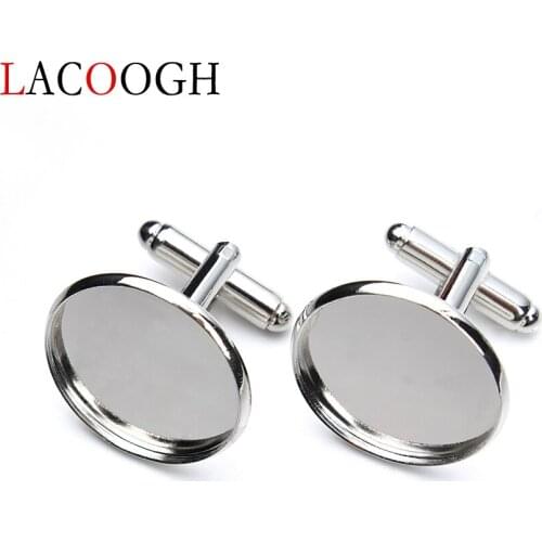 10pcs/lot Silver Color Round Cufflink Blank Settings Brass Blanks Bezel Base For Cabochon Cameo DIY Cuff Link Jewelry Makings
