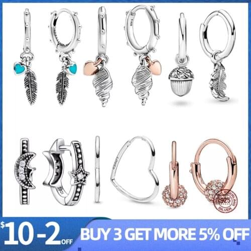 2020 Summer New Sterling Silver 925 Earring Heart and Conch Shell Earrings fit Original Bracelets Women DIY Jewelry