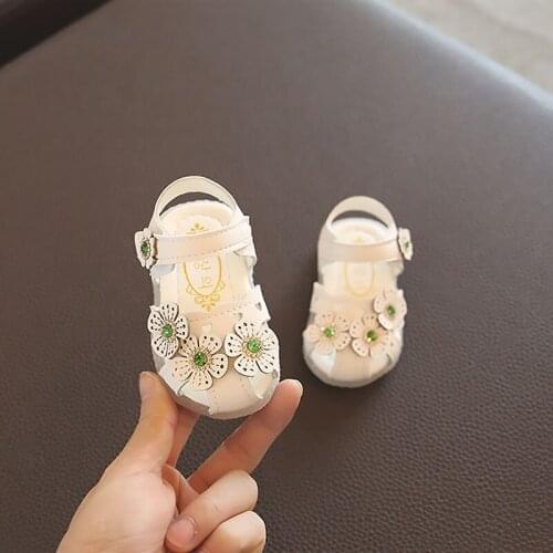 Summer Baby Shoes PU Leather Cute Flower Bows Princess Baby Girl Sandals First Walkers