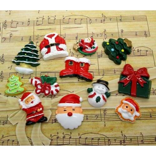 LF 24Pcs Resin Christmas Series Decoration Flatback Craft Cabochon Embellishments For Scrapbooking Kawaii Cute Diy Accessories
