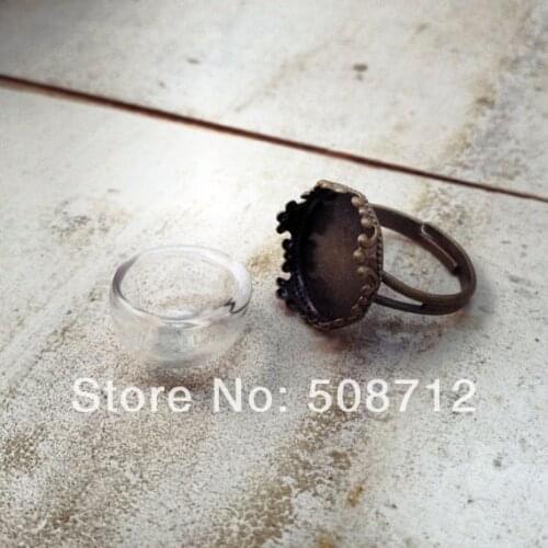 - MINI Clear Half Globe Glass Bottle Ring DIY Antique Bronze Ring Base Terrarium Bottle Ring Apothecary Bottle Jewelry Supplies