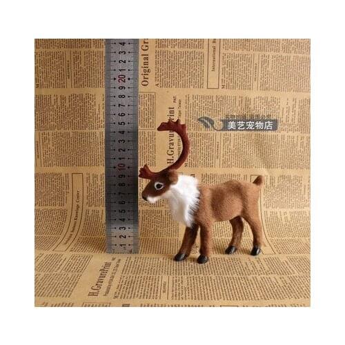 Simulation small reindeer 14x4x15cm toy model polyethylene&furs reindeer model home decoration props ,model gift d070