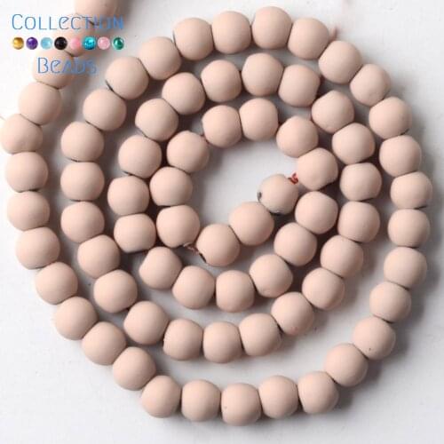 Natural Stone Pink Matte Dull Polish Hematite Rubber Round Beads For Jewelry Making Spacer Loose Beads Diy Bracelets 15"