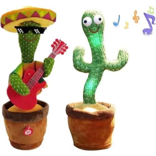 New Electronic Dancing Cactus Singing Dancing Decoration Gift for Kids Funny Early Education Toys Knitted Fabric Plush Toys