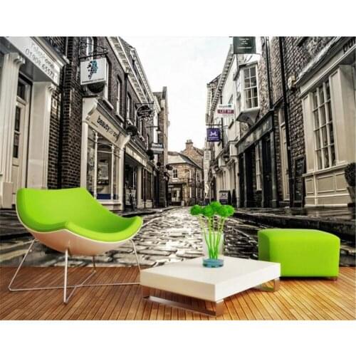 Beibehang Custom high quality silk cloth wallpaper Retro romantic town streetscape murals background wall papier peint wallpaper