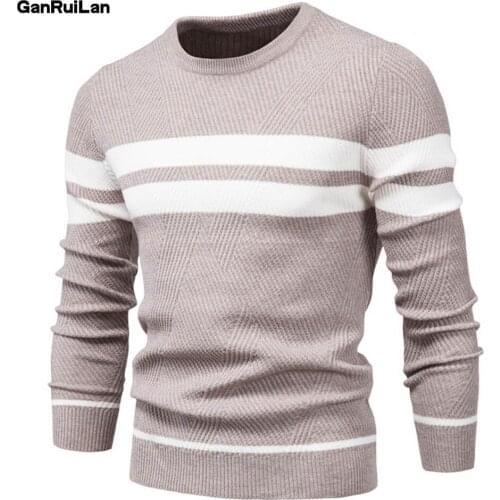 .Autumn Winter Pullover Mens Sweater O-neck Patchwork Long Sleeve Warm Slim Sweaters Men Casual Fashion Sweater Men Clothing