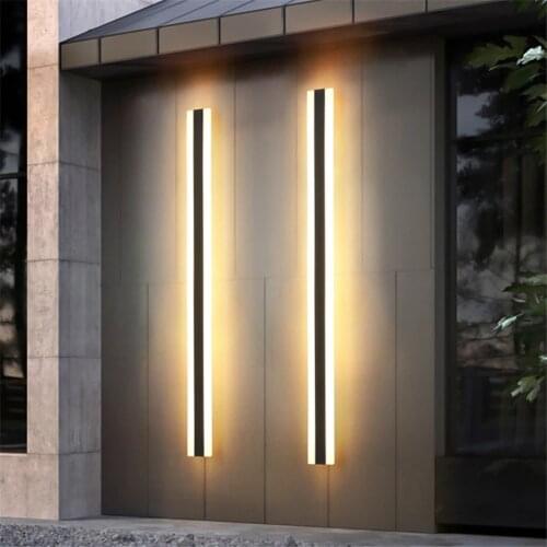 Outdoor Long Strip LED Wall Lamp Waterproof linear Wall Light Villa Garden Pillar Porch Light Corridor Front Door Wall Lamp