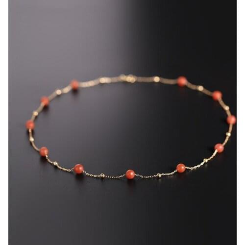 DAIMI Baoshan South Red Agate Necklace Female Heaven Genuine Natural Yellow 14K Gold Injection Clavicle Chain