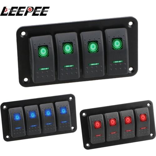 LEEPEE 4 Gang Car Switch Panel LED Light Car Rocker Switch Replacement Parts Control Switch Panel for Car Marine RV Caravan