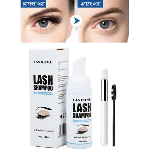 Eyelash Extension Shampoo 1.69fl.oz Lash Eyelid Foam Foaming Cleanser Gentle Formula for Remove Eye Makeup Mascara Salon Use