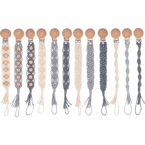 Hand-Made Knitted Braided Pacifier Clip for Baby Boys Girls Universal Pacifier Holder with Hooks for Home/Outdoor Accessories