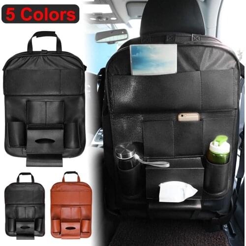 Car Seat Hanging Organizer Bag Multi-pocket Storage Bag Faux Leather Cage Folding Holder Shelf For Car Van Pickup SUV MPV Boat