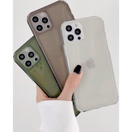 Transparent Solid Color Phone Case For iPhone 11 12 Pro Max 7 8 Plus X XR XS Max SE2020 Concise Glossy Soft TPU Back Cover Coque