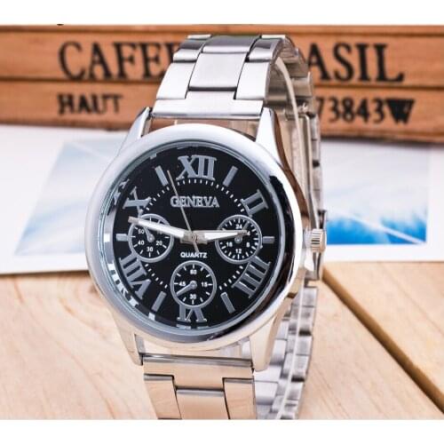 Reloj Mujer New high quality luxury 3 Eyes Geneva Women watches Silver Stainless Steel Women sport Quartz Watches zegarki