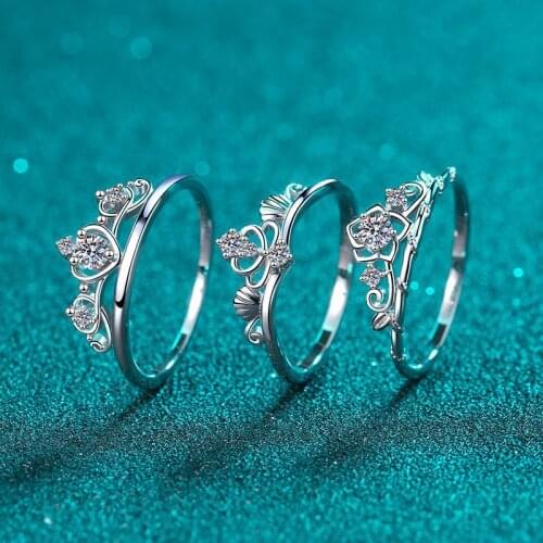 Silver 0.1 Carat Excellent Cut Diamond Test Passed D Color Good Clarity Leaf Crow Moissanite Ring Silver 925 Engagement Jewelry