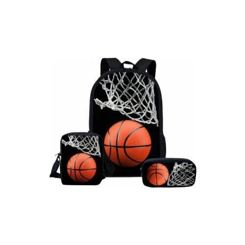 Schoolbags for Teenage Boys Kids Basketball Print School Backpacks Children Custom Cartoon School Bag Set 3Pcs Book Bags