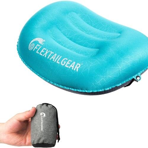 FLEXTAILGEAR Portable Inflatable Air Pillow Compressible Ergonomic Camping Pillow for Neck & Lumbar Support for Hiking & Camping