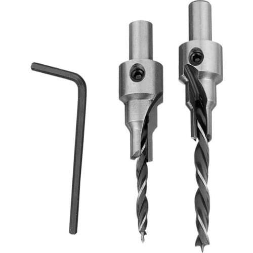 Latest 2Pcs/set 3 Steps Countersink Drill Bit Pilot Drill Bits Set Screw Hinge Hole Saw Chamfer 4-6 5-7mm Steps 8mm Shank