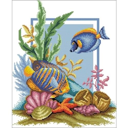 Tropical Fish patterns Counted Cross Stitch 11CT 14CT 18CT DIY Chinese Cross Stitch Kits Embroidery Needlework Sets