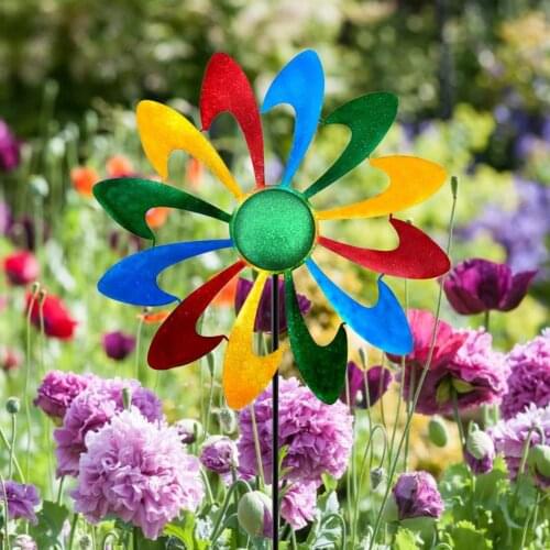 Outdoor Wind Spinner Iron Windmill Garden Decoration Yard Lawn
