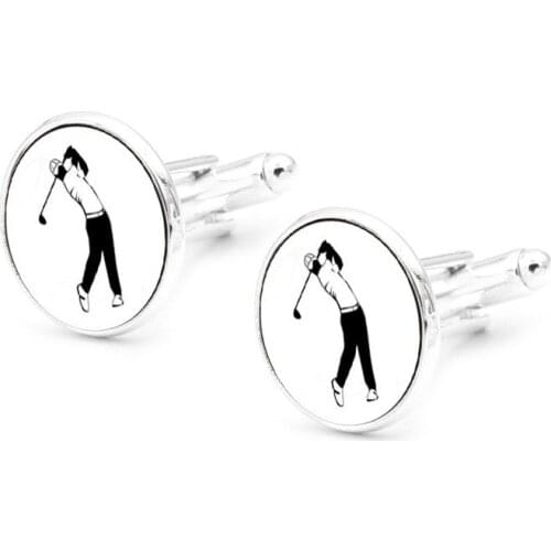 XK-5HXK0176 French Suits Cufflinks Metal with Golf Pattern Retro Mens Shirts Sleeve Nails Cuff Link Round in Collection