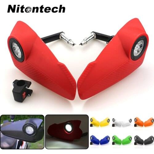 7/8" 22mm Motorcycle Hand Guards Bar End Carbon Look Falling Protectors with LED Light Universal for Honda Kawasaki KTM Polaris