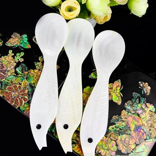 1PC Natural White Mother Of Pearl Caviar Spoon For Caviar Egg Coffee Serving Restaurant Serving Tools Carved shell Food Tablewar