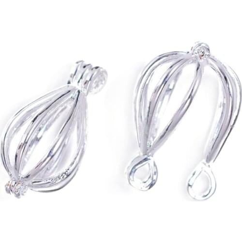 10Pcs Antique Silver Color Drop Hollow Diffuser Pendants For DIY Lantern Peal Essential Oil Jewelry