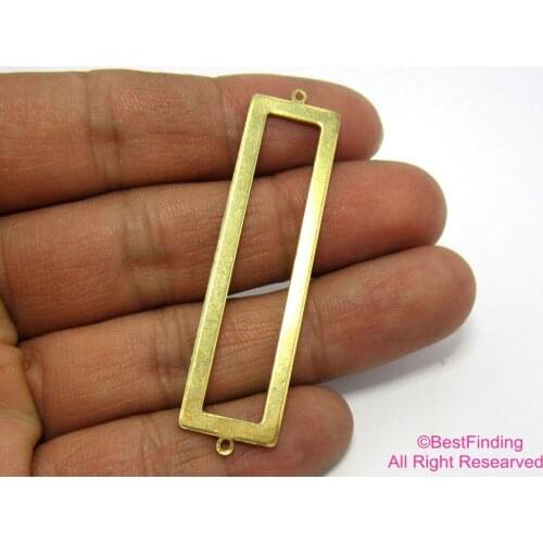 10pcs Brass pendant 57x14mm rectangle frame connector two holes R420
