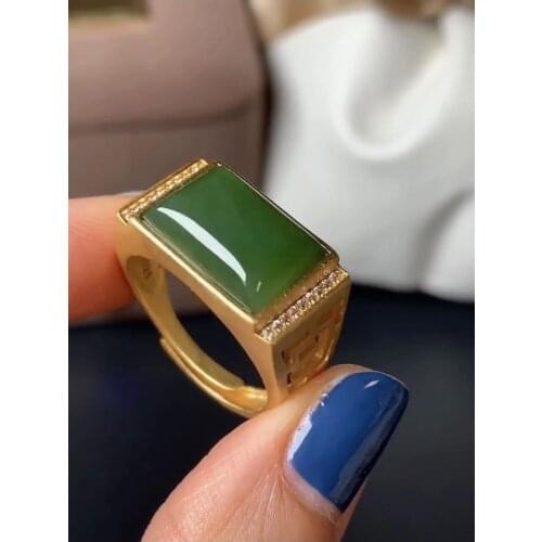 100% Real AndNatural Jasper Ring Man ring Free shipping 925 sterling silver For men