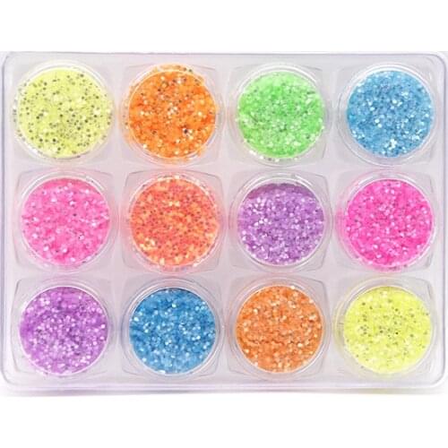 12 colors Nail Glitter fine glitter Mix chunky glitter Sparkles Shiny Makeup Glitter Dust Nail Art Decoration glitter