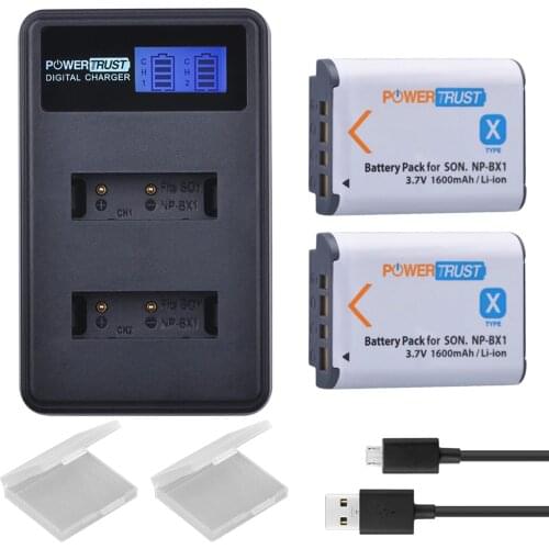 2Pcs NP-BX1 NP BX1 NPBX1 Battery + LCD USB Dual Charger for Sony BX1 DSC-RX100 WX500 IV RX10 II HX300 WX300 HDR-AS15 CX240E MV1