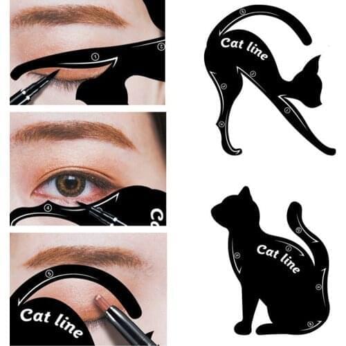 2pcs Cat Eyeliner Eyeshadow Stencils Eye Makeup Templates Smoky Eyeshadow Create Various Styles Of Eye Look Portable Guide Tools