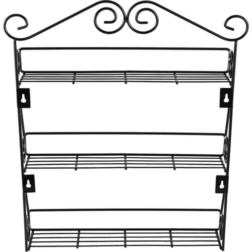 3 Tier Iron Spice Rack Organizer Kitchen Standing Seasoning Bottle Shelf Spice for Vegetable Fruit Food Storage Rack