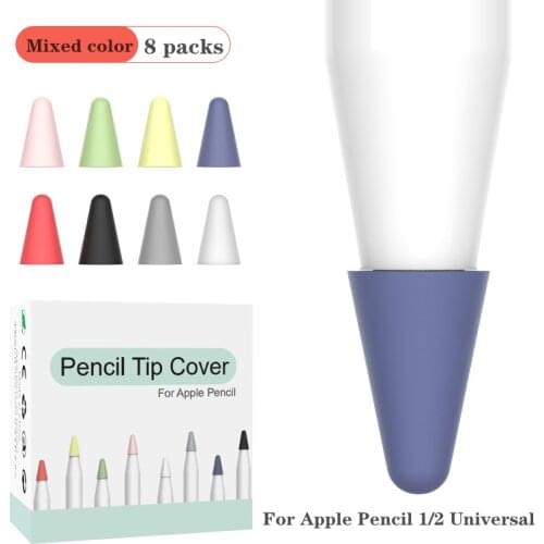 8pcs Silicone Replacement Pencil Tip Cover for Apple Pencil 1 2 Touchscreen Stylus Pen Silicone Nib Case Protective Cover