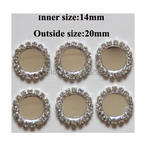 Free Shipping Wholesale 100pcs/lot 14MM Inner Circle Blank Setting With Rhinestones Flatback Button For Hair Flowers LST014