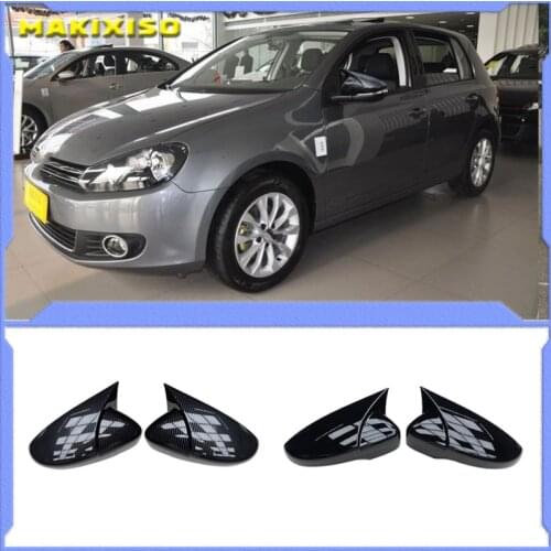 For Volkswagen GOLF 6 VI MK6 GTI R Line R20 Touran Carbon Fiber Pattern Mirror Case Black Side Wing Rearview Mirror Cover