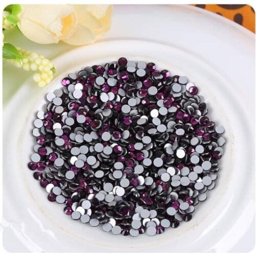 Glue on Fuchsia Rhinestones ss3-ss30 Flat Back Non HotFix Nail art Rhinestone 3D Glass Nail Art Decorations Mix Rhinestone