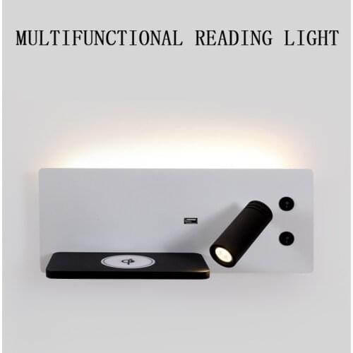 New Creative Sconce Nordic Post-modern Wall Lamp Simple Wireless Charging Bedside Reading Light With Switch Rotating Wall Light