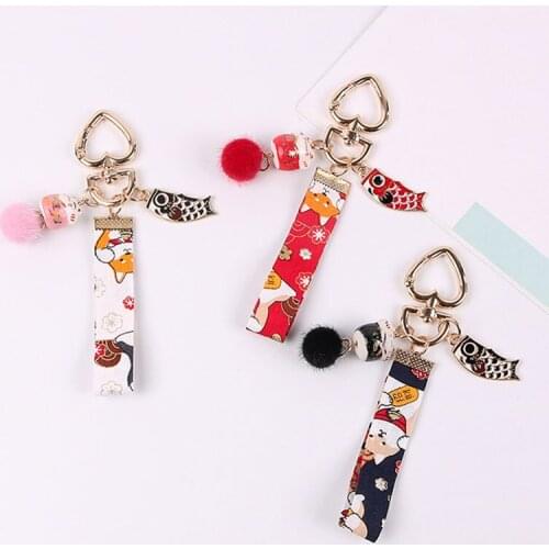 Cute Mini Lucky Cat Animal Car Keychain Bag Charm Men Women Jewelry 2019 Fashion Fish Pendnat Couple New Year Keyring Gifts