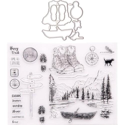 KLJUYP Time To Explore Transparent Clear Silicone Stamp Cutting Dies Set for DIY scrapbooking/photo album Decorative