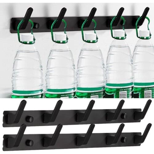 Wall Mounted Coat Rack Hooks Hanger for Coat Hat Robes Clothes Jacket Black