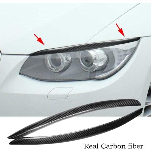 Real Carbon Fiber Headlight Eyelid eyebrow Trim For BMW 3 Series E92 M3 2005-12