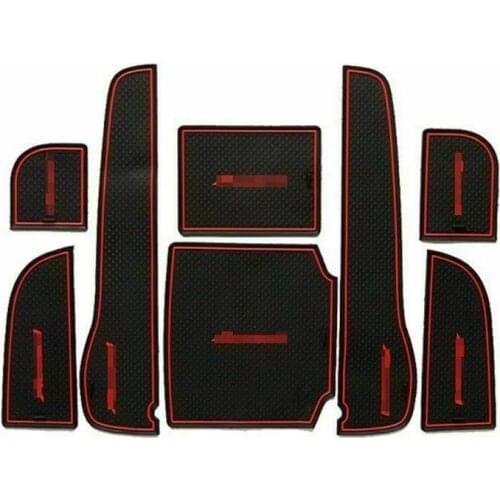 For Honda ACCORD 8th 8pcs Non-slip Interior Door Cup Holder Rubber Mats Red Line
