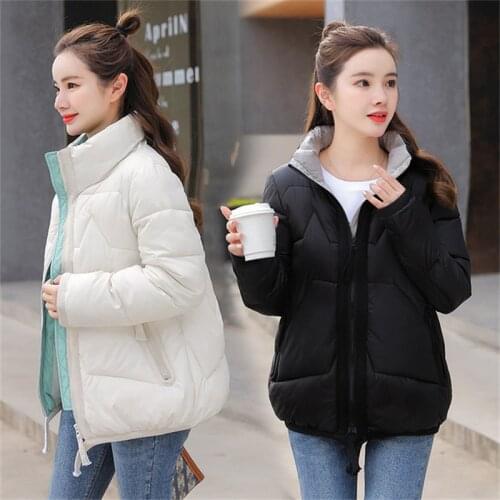 New Winter Coat Womens Long-sleeved Jacket Plus Size Short Thicken Warm Cotton Padded Winter Coat Womens Clothing