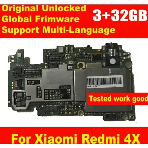 Original Unlocked Global Frimware Mainboard For Xiaomi Redmi 4X 32GB ROM Full Chips Circuits Card Fee Motherboard Good work