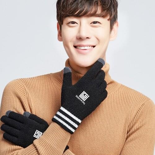 Cycling Gloves Keep Warm In Winter And Autumn Solid Bicycle Gloves Knitted Touch Screen Gloves High-quality Mitten Thick Gloves