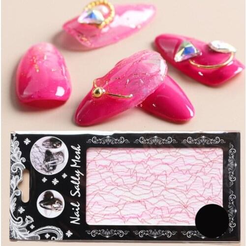 Full Beauty 3D Mesh Nail Sticker Gold Silver Net Line Tape On Nails Holo Adhesive Silk Foil Nail Art Decorations Decal Polish