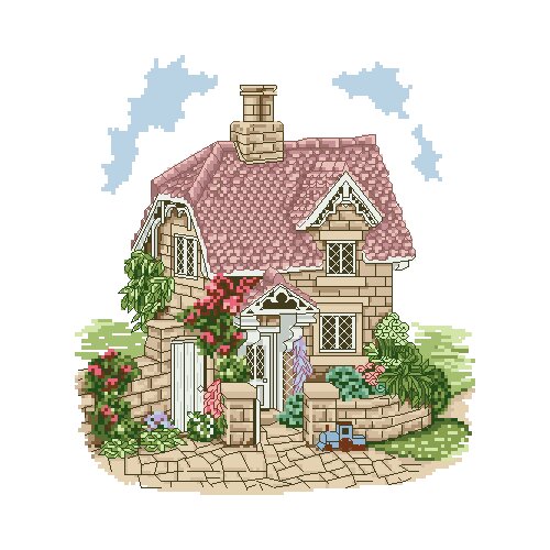 Needlework Cross stitch Handmade 14CT Counted Canvas DIY,Cross-stitch kits,Embroidery embroidery Beautiful cottage 32-34